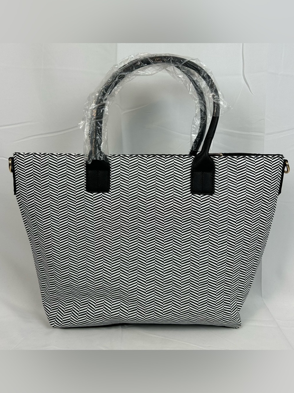 *NEW* Trina Turk Double Handle Tote Satchel Herringbone Pattern Vegan Leather - Picture 6 of 14